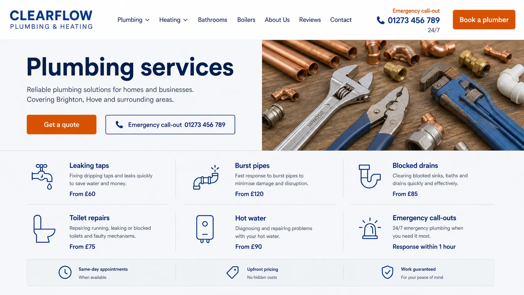 CLEARFLOW PLUMBING: Discovery, navigation and content structure