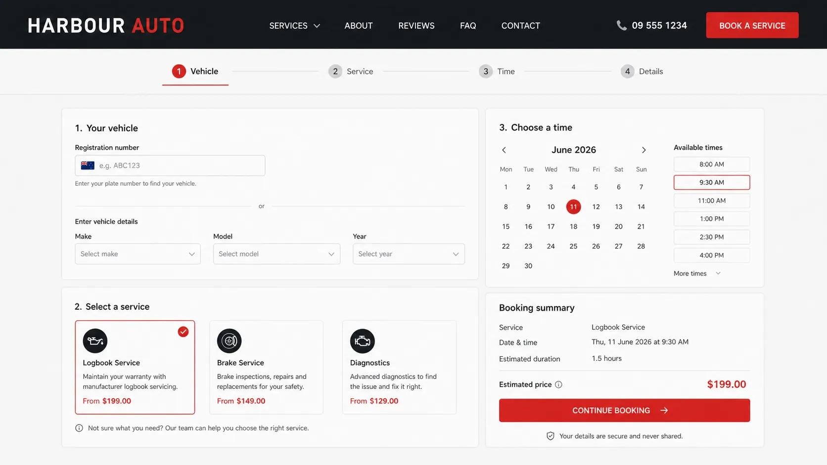 HARBOUR AUTO: Primary decision and conversion flow