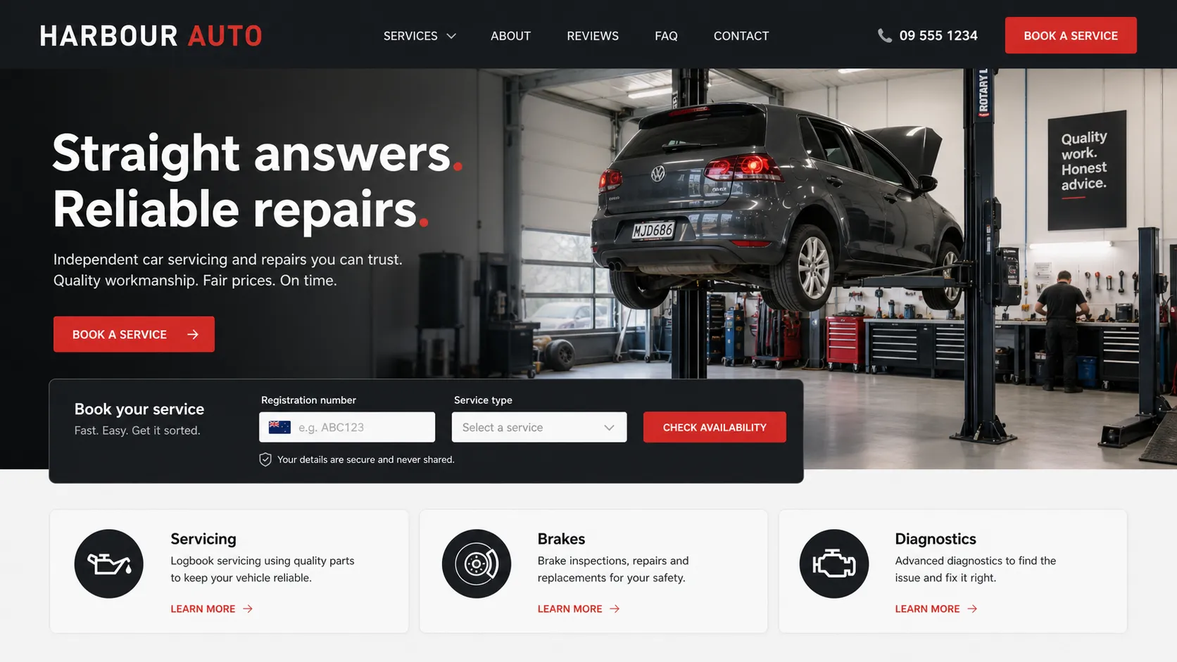 HARBOUR AUTO website homepage