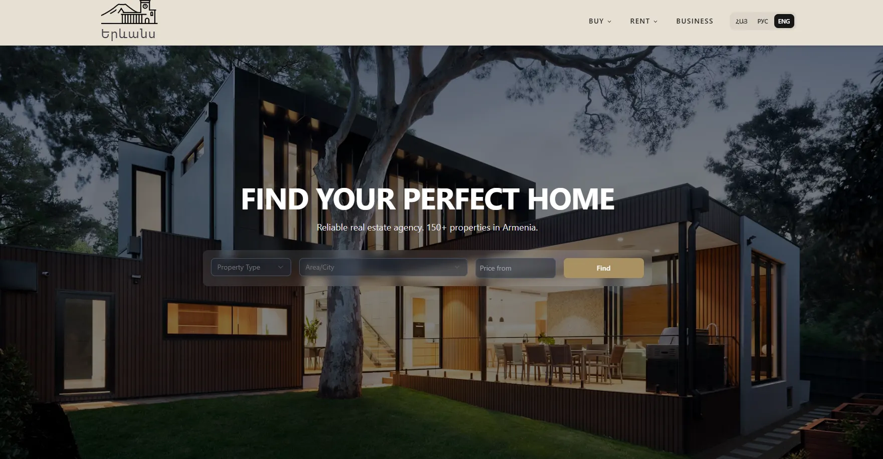 YEREVAN REALTY website homepage