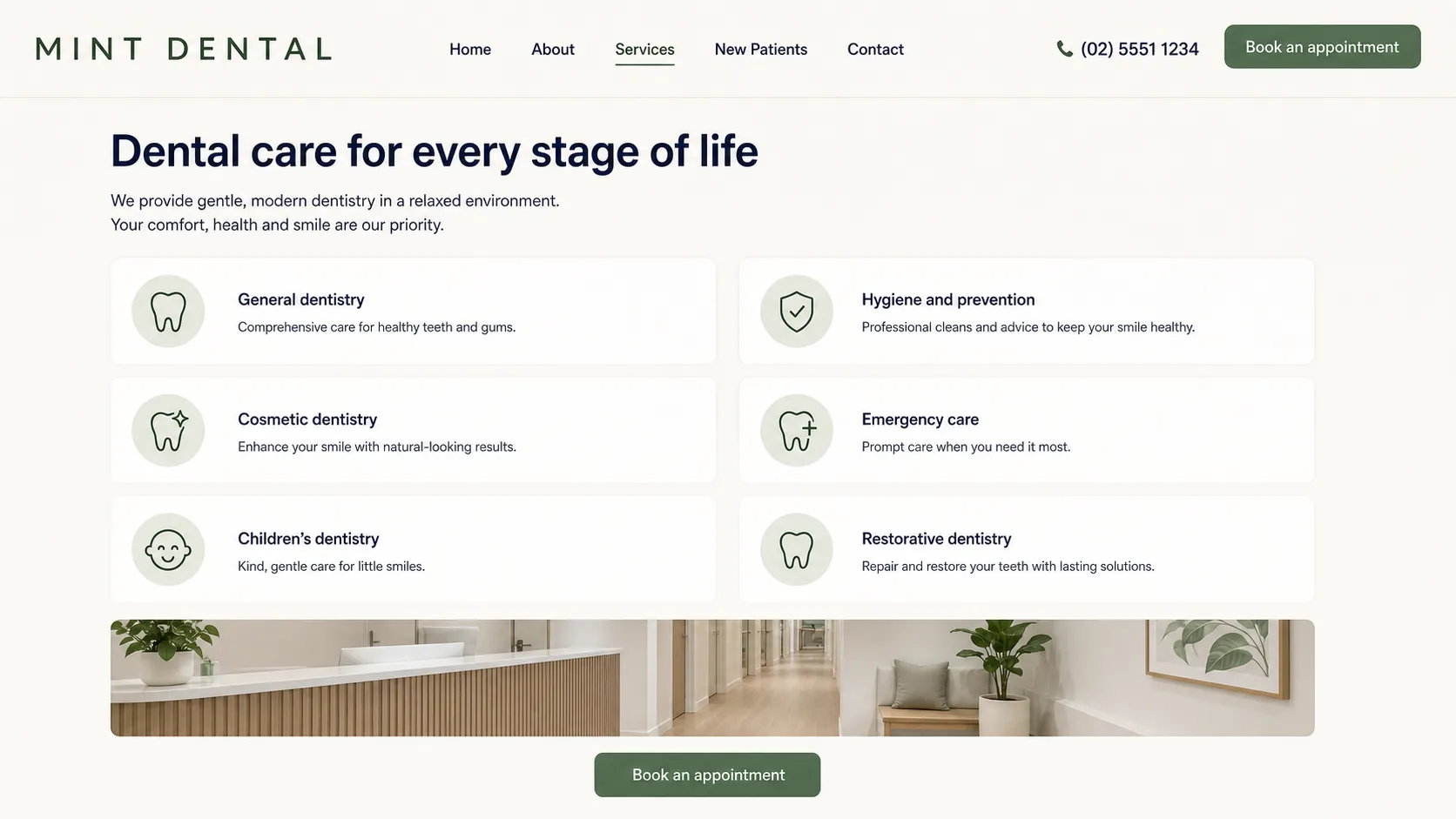 MINT DENTAL: Discovery, navigation and content structure