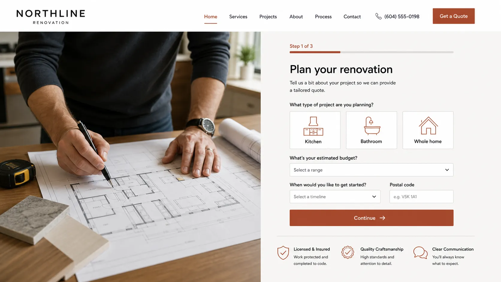 NORTHLINE RENOVATION: Primary decision and conversion flow