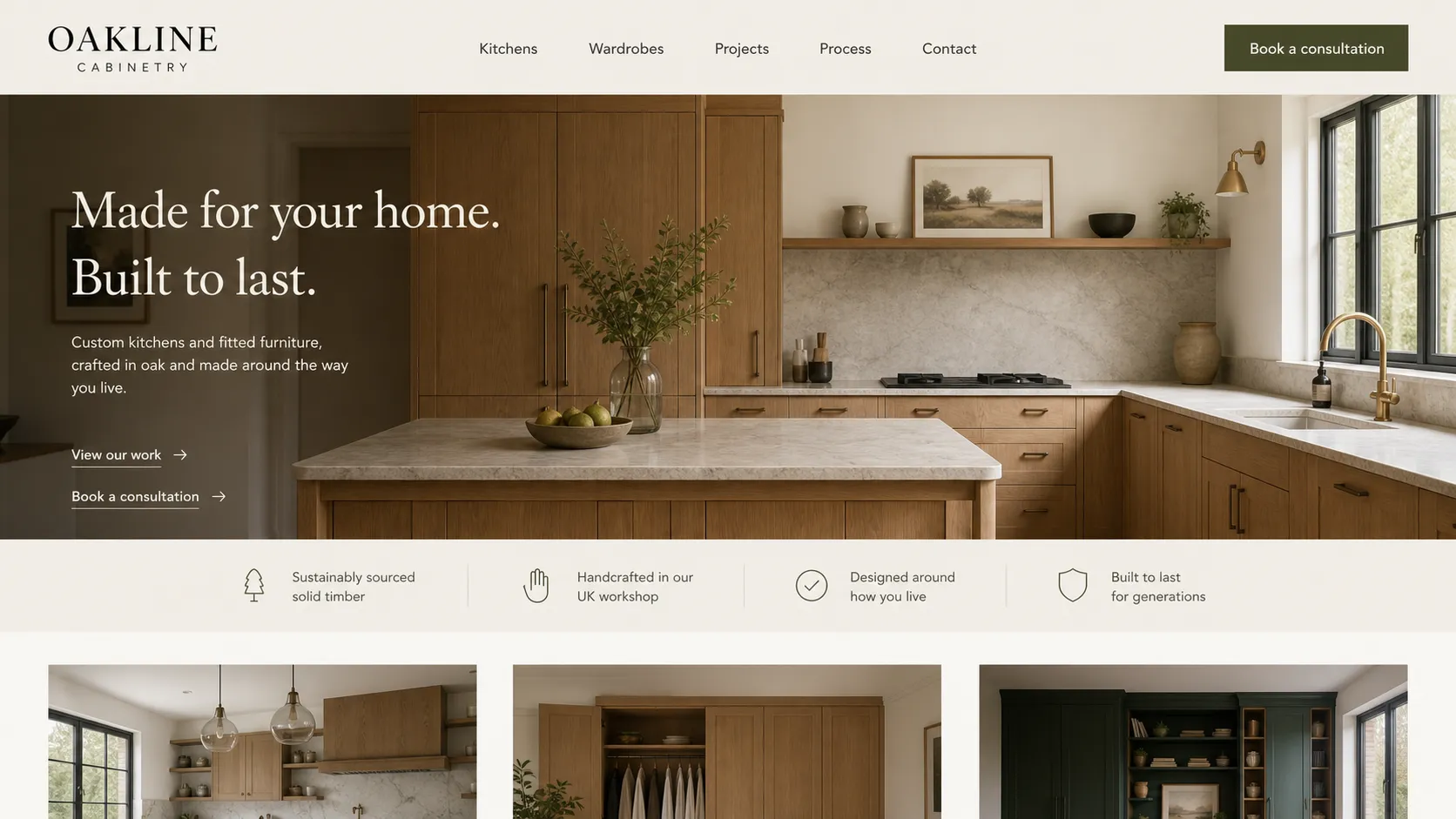 OAKLINE CABINETRY: Opening experience and positioning