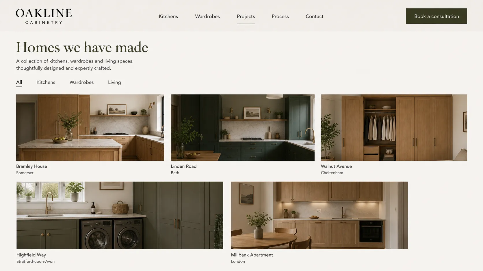 OAKLINE CABINETRY: Discovery, navigation and content structure